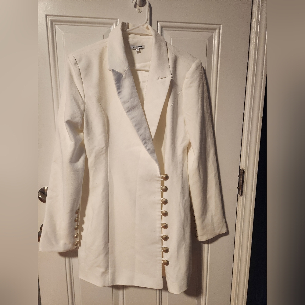 Nwot Business Casual Ivory And Gold XL Button Down Dress Fashion Nova Luxury